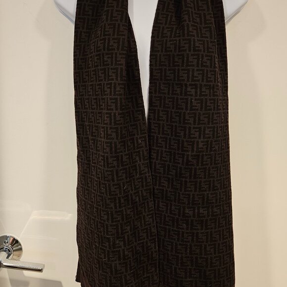 Fendi Wool Scarf, Brown & Black,  Classic Style - Picture 6 of 8